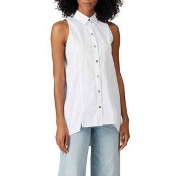 Maison de Papillon Chiara White 100% Cotton Tunic Tank Top Women's X-Small XS - Picture 2 of 7